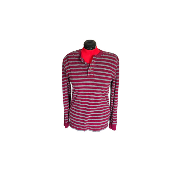 Club room red and gray striped long sleeve tee, size medium - Picture 1 of 4